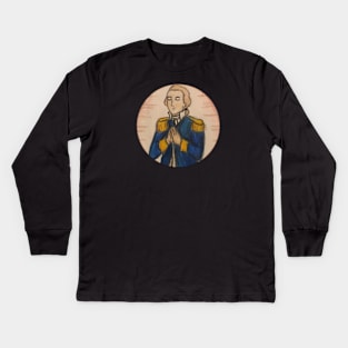 Praying George Washington Kids Long Sleeve T-Shirt